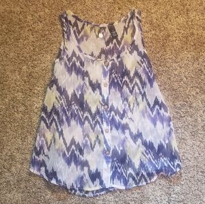 BKE boutique small blue green thin button tank